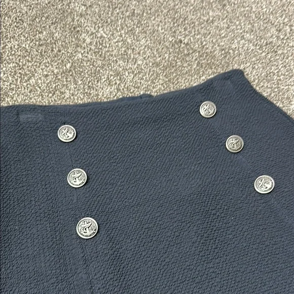 Maeve Dual Split Button Midi skirt size 4 Navy Blue dual slit - Picture 5 of 16